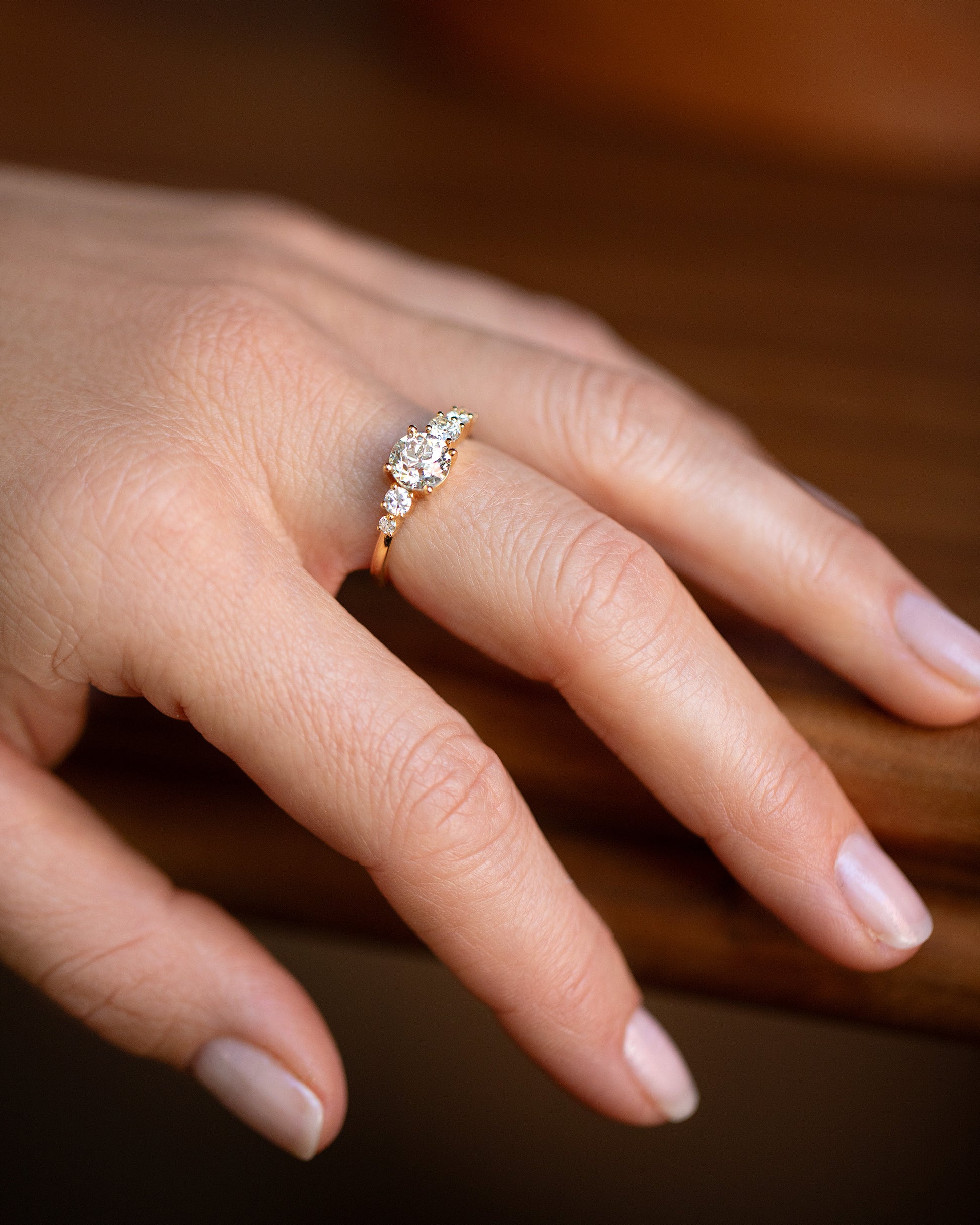 White Diamond Capella Ring on model.