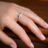 product_details::White Diamond Capella Ring on model.
