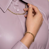 product_details::Segmented Chain Necklace and Segmented Chain Bracelet on model.