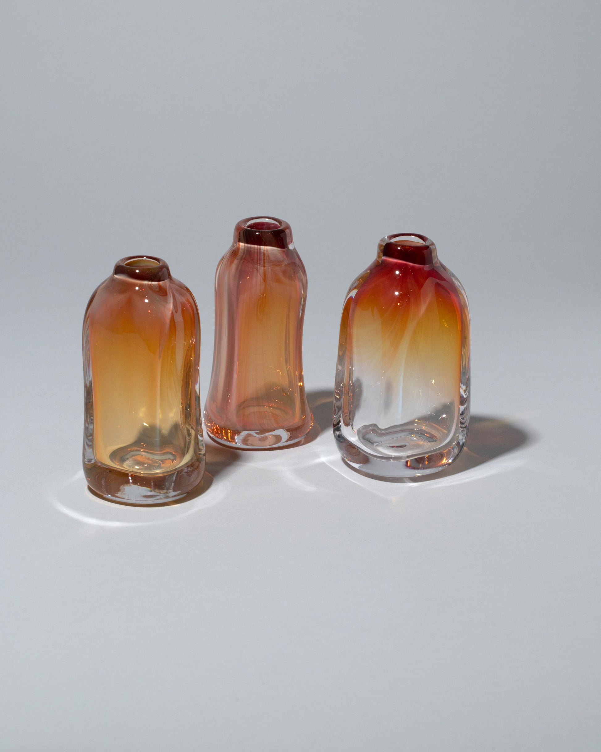 Group of BaleFire Glass Small Firewood Grain Suspension Vases on light color background.