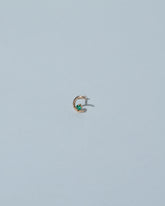 Samples & Imperfects 18k Rose Gold Emerald Moon Ray Stud Earring Single on light color background.