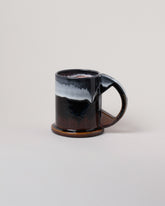 Echo Park Pottery by Peter Shire Black & Brown Large Double Dip Mug on light color background.