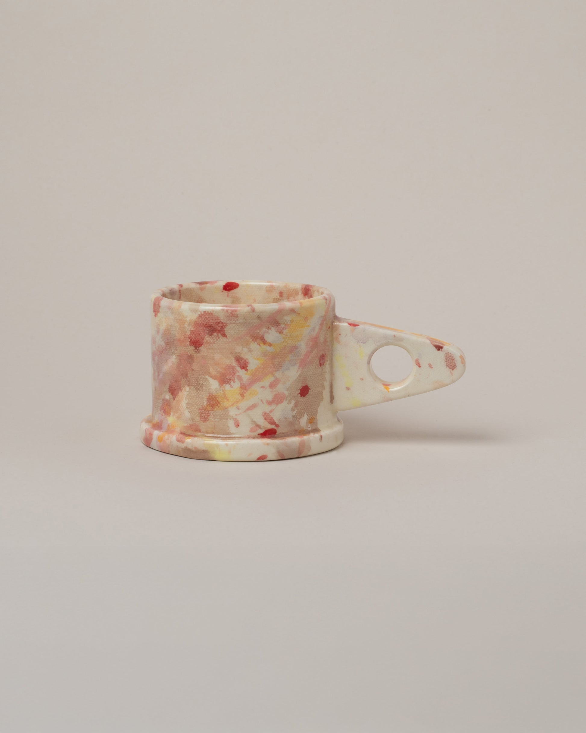 Echo Park Pottery by Peter Shire Rose Splatter Mug on light color background.