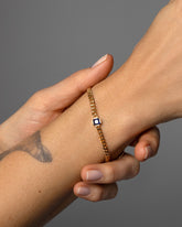 Blue Sapphire Fold Bracelet on model.
