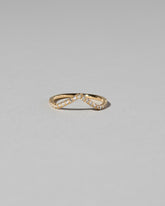 Gold White Diamond Pavé High Peak Band on light color background.