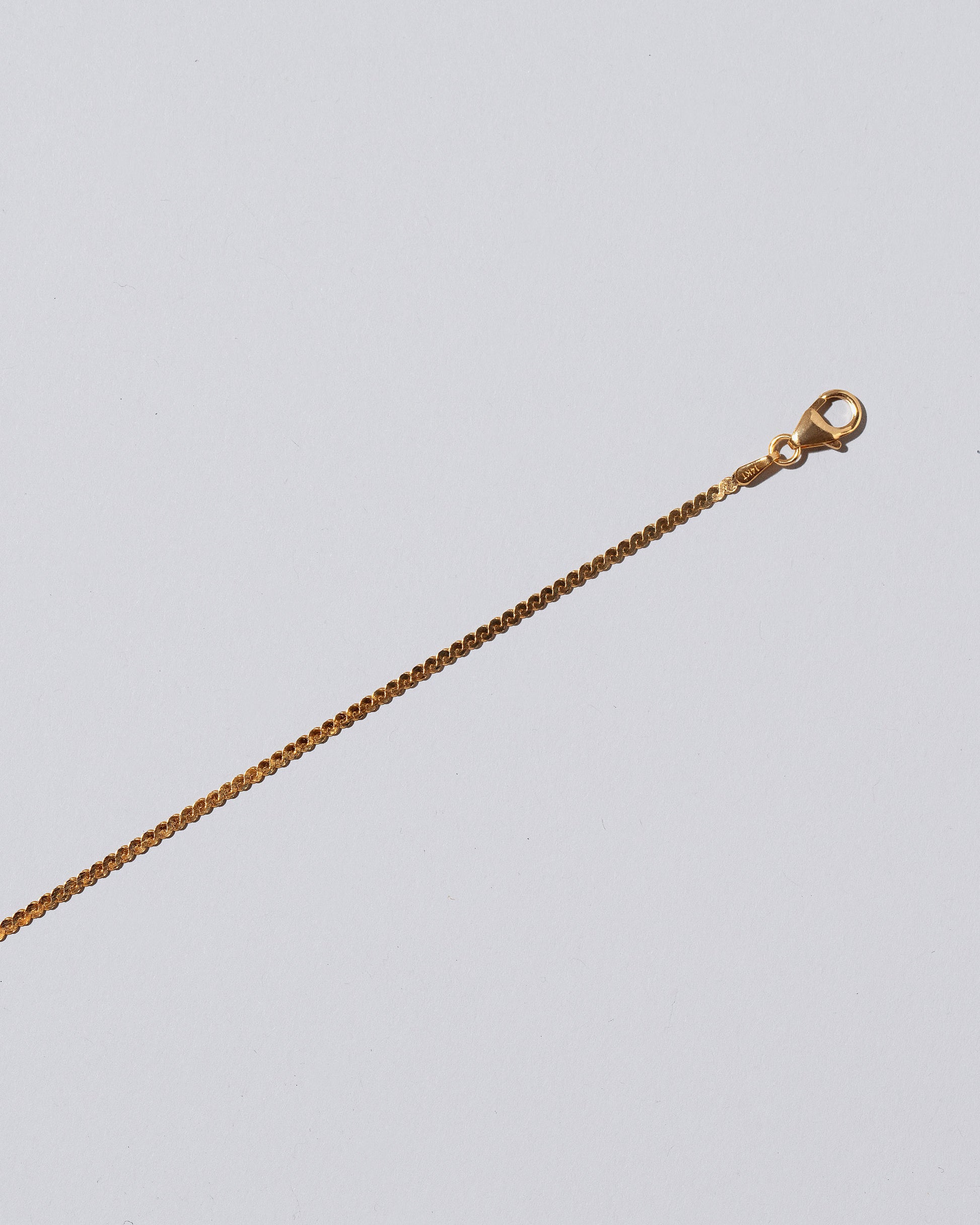 Closeup detail of the Yellow Gold Serpentina Chain Necklace on light color background.