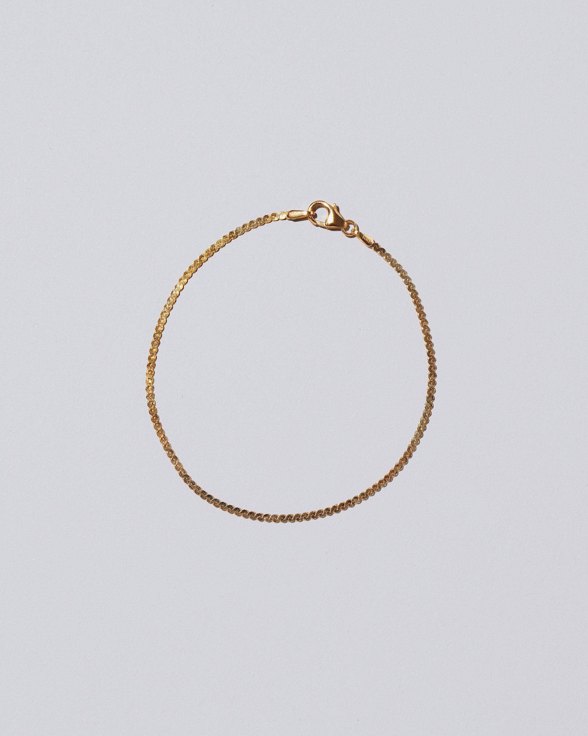 Yellow Gold Serpentina Chain Bracelet on light color background.