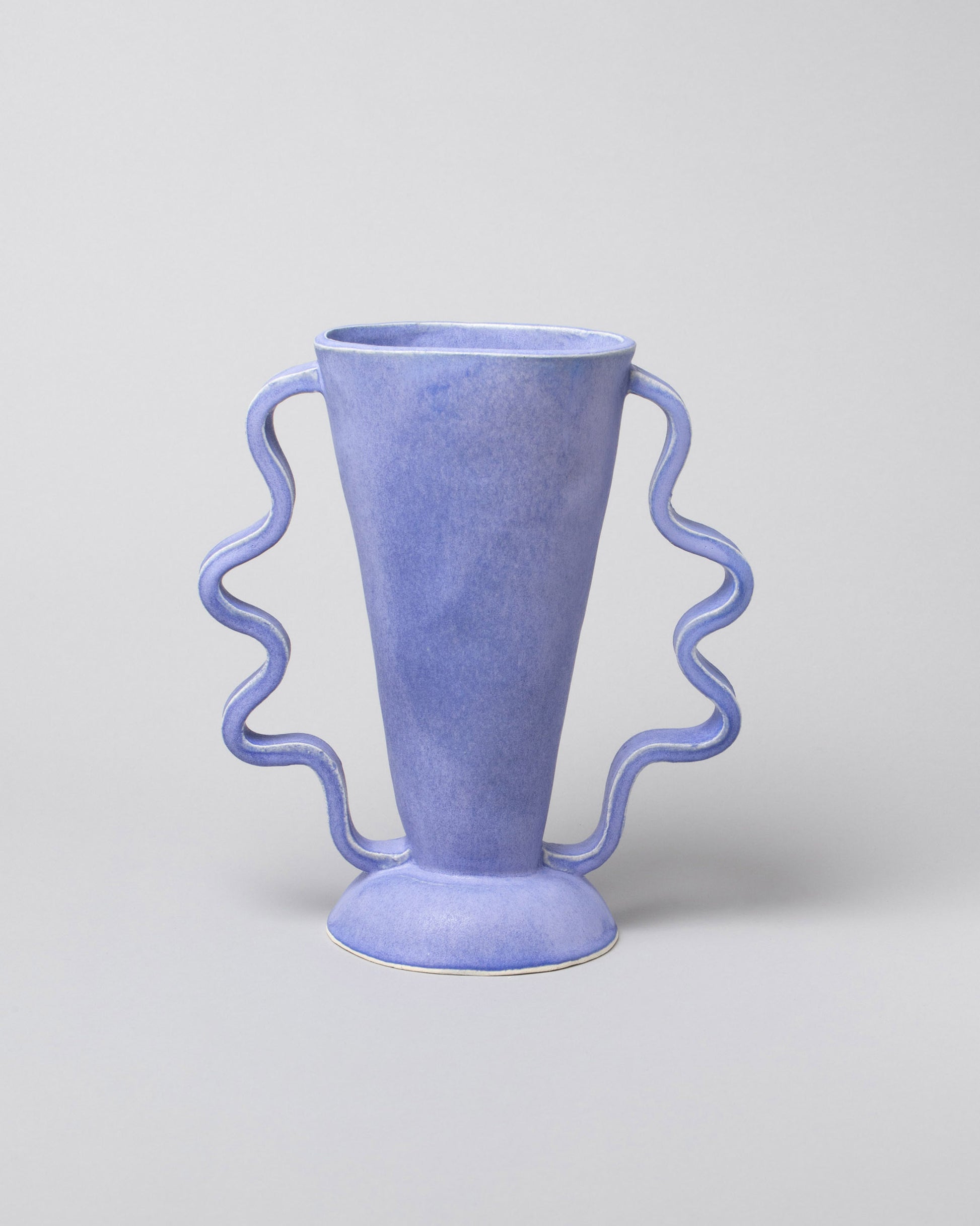 Morgan Peck Denim Stretch Vase on light color background.