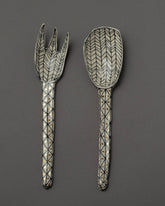 Suzanne Sullivan Designed to Match Perfectly Considering Utility Salad Serving Set on grey color background.