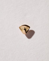 Gold Lotus Blossom Talisman Stud Earring Single on light color background.
