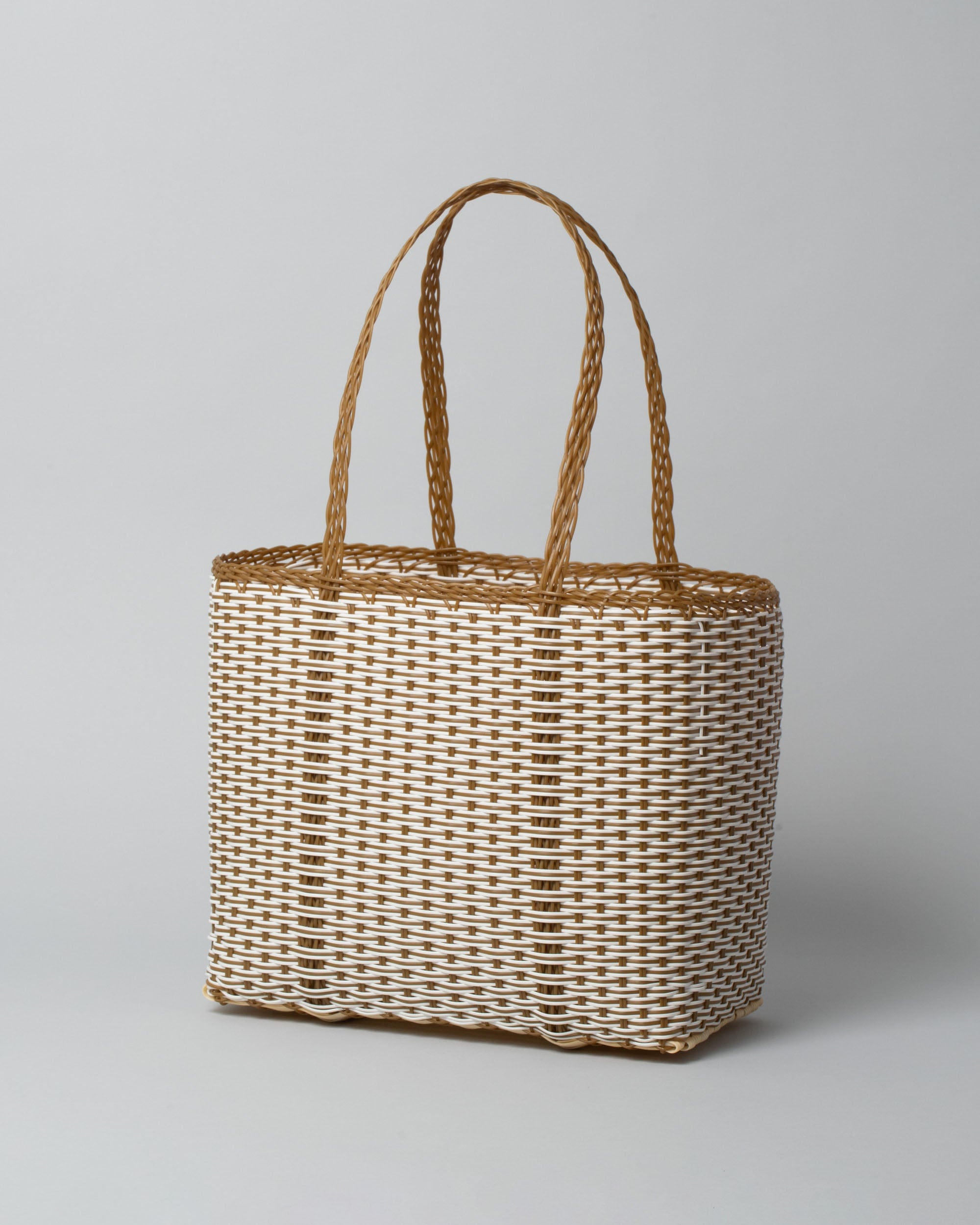 Bicolor Tote Basket Bag