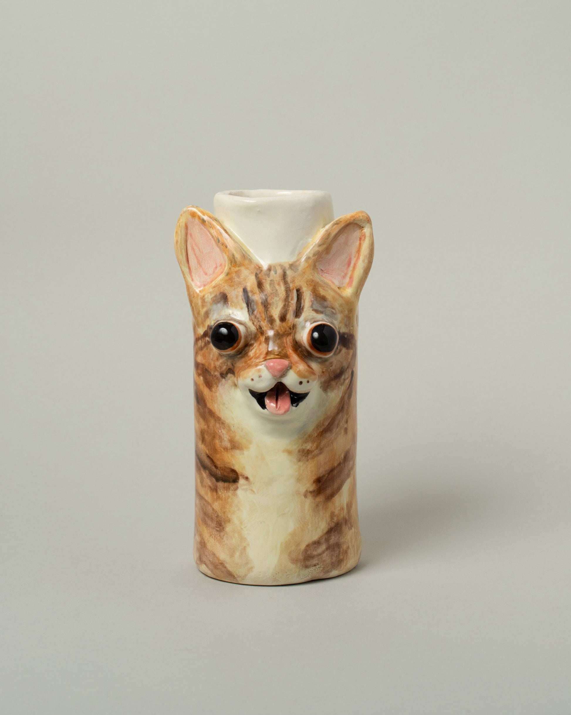 Katie Kimmel For Your Pleasure Ripley Cat Vase on light color background.