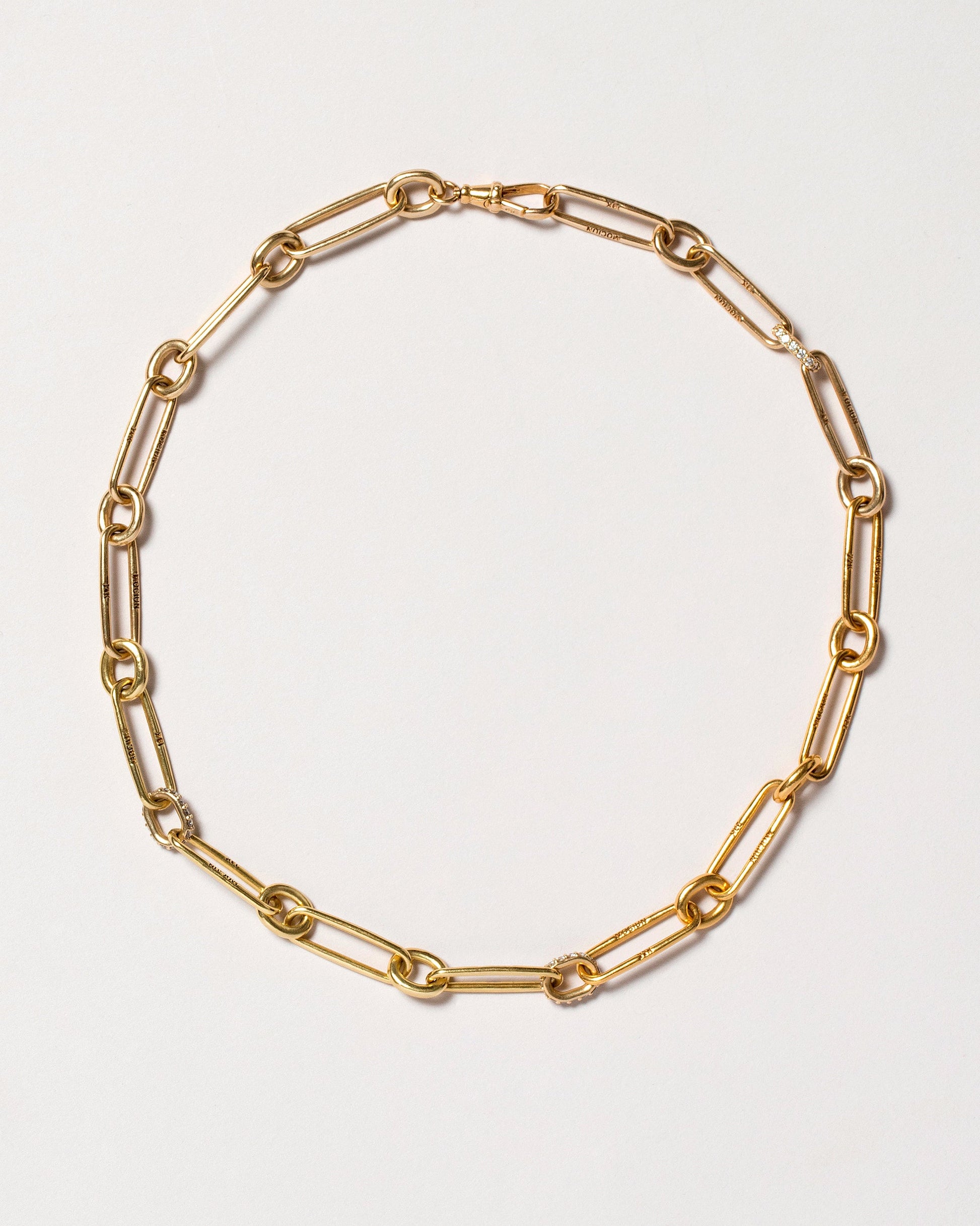 Pavé Link Necklace on light color background.