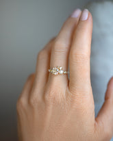 Champagne Diamond Luna Ring on model.