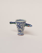 Maggie Boyd Three Blue Sardine Cup on light color background.