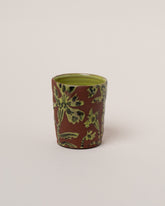Maggie Boyd Chartreuse One Clay Flower Tumbler on light color background.