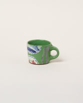 Maggie Boyd Two View From A Table Small Mug on light color background.