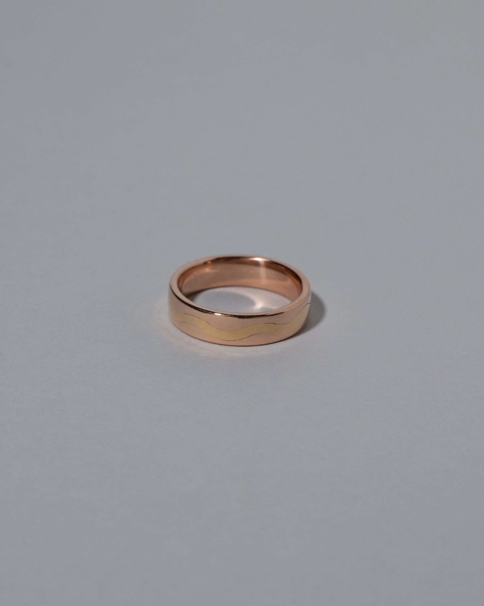 5mm Rose & Yellow Gold Inlaid Band on light color background.