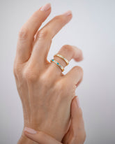 Channel Set Band - White Diamond & Turquoise