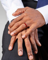 Gold 5mm Enamel Band in Sunkist on male model.