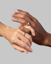 Gold 5mm Etched Lines Bands on models.