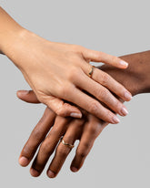 Gold 4mm Half Moon Notch Bands on models.