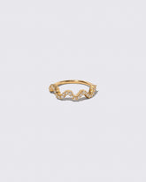 Gold White Diamond Low Tide Band on light color background.