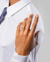 Gold Diamond North South 6mm Baguette-Set Piet Band on male model.