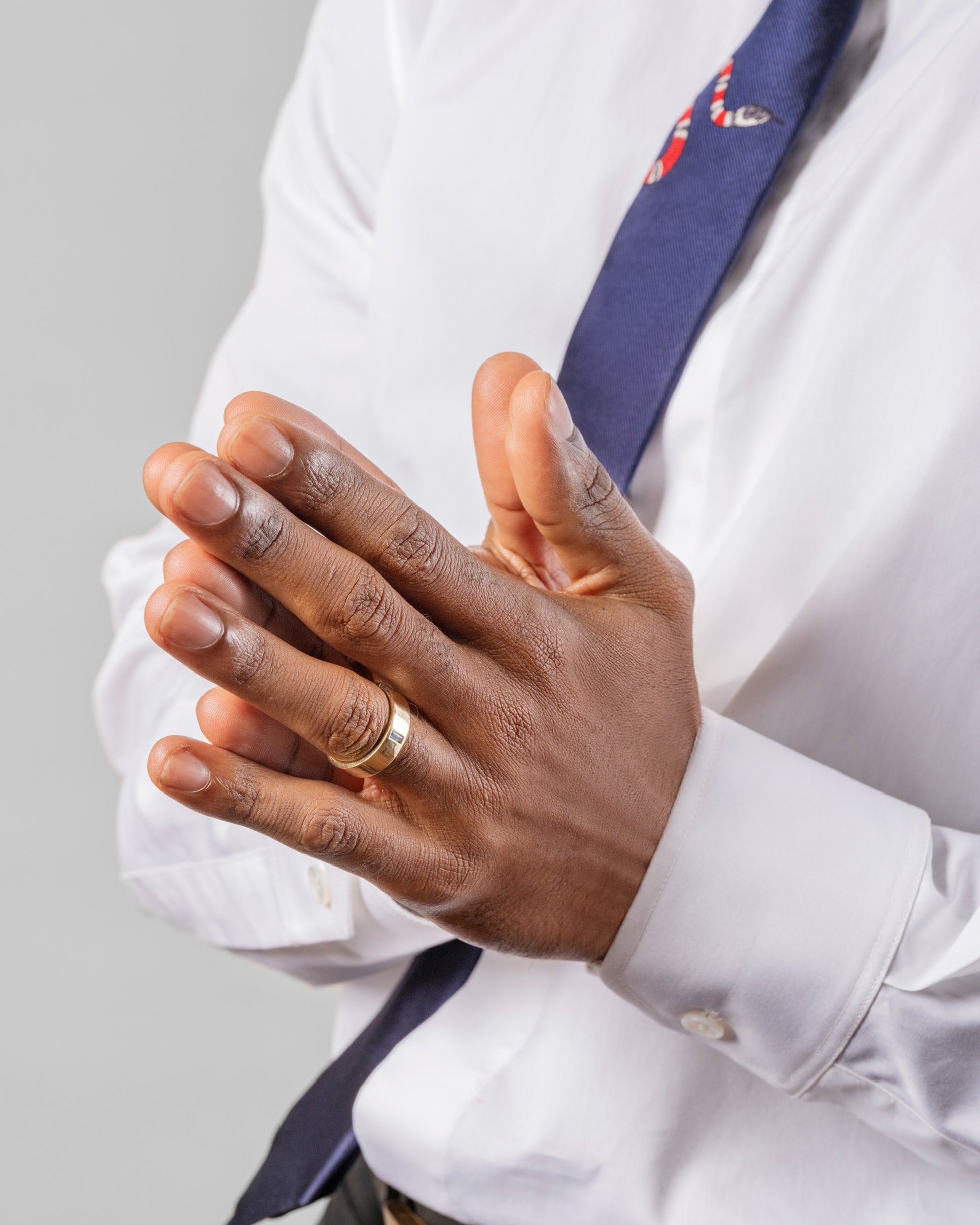 Gold Diamond North South 5mm Baguette-Set Piet Band on male model.