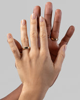 Gold 4mm Square Wire Bands on models.