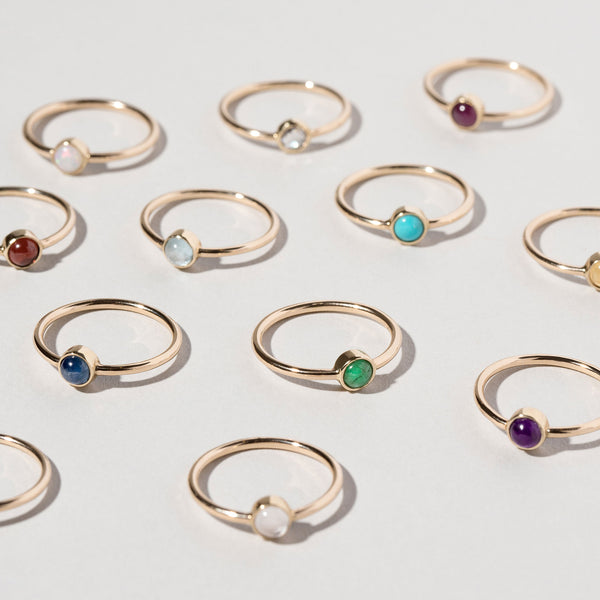 product_details::Birthstone Rings on light color background.