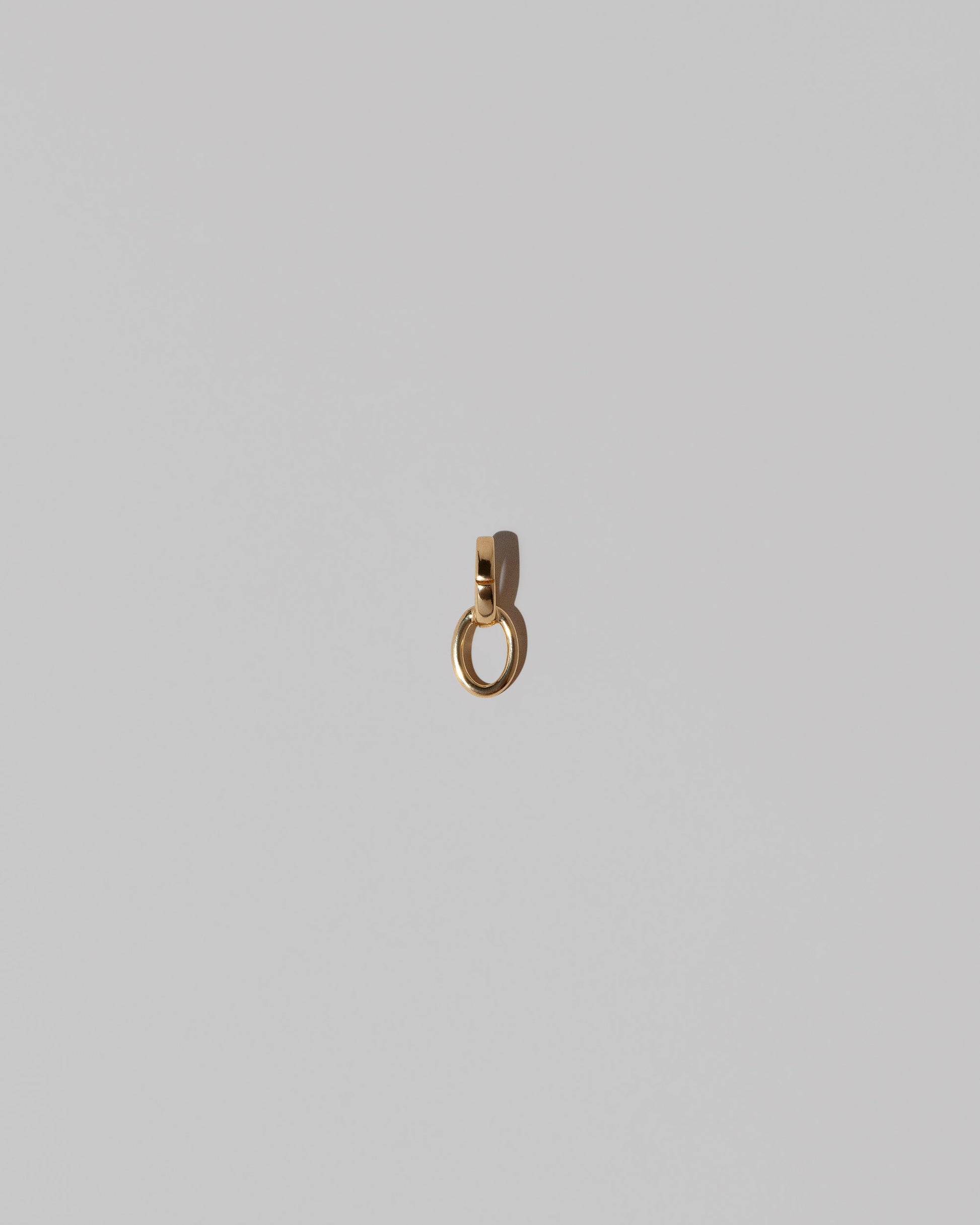 Two Gold Endless Clasp Charms on light color background.