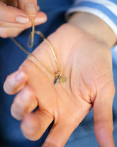 Sardine Charm, Saltine Cracker Charm and 1.5mm Ritual Chain Necklace on model.