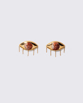 Agate Eye Earrings on light color background.