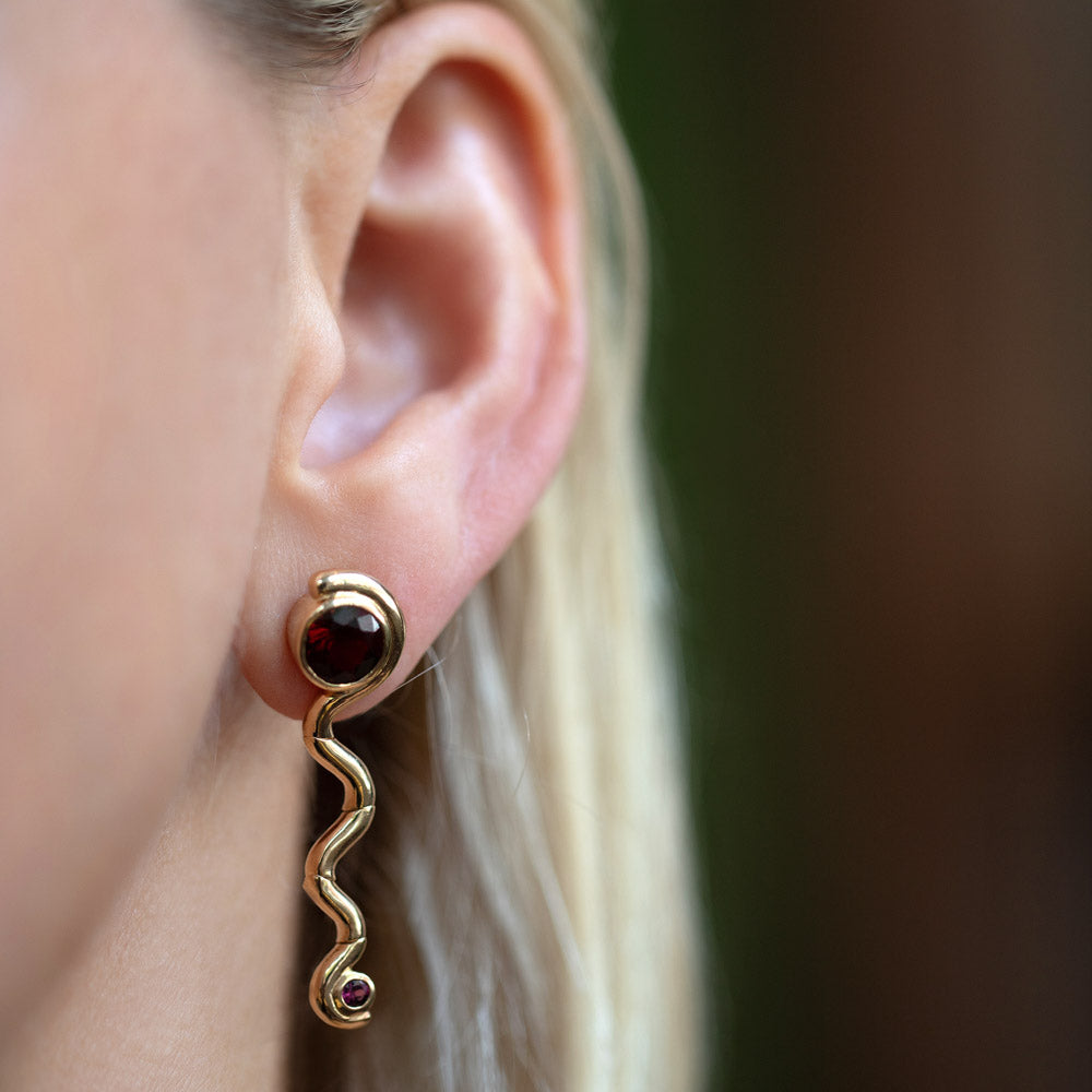 Disa Earrings on model.