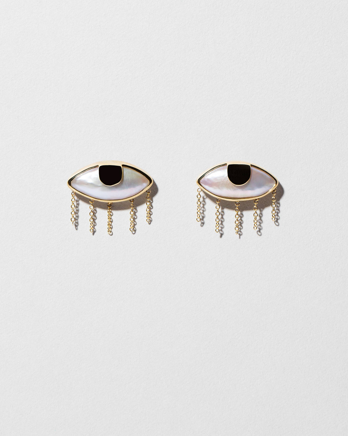 Eyes On You Gold & Pearl Chunky Evil Eye Earrings | Ebru Jewelry eyeSea Jewelry- beautiful earrings display picture 1