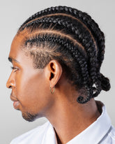 Gold Solid Tiny Loop Hoop Earrings on male model.