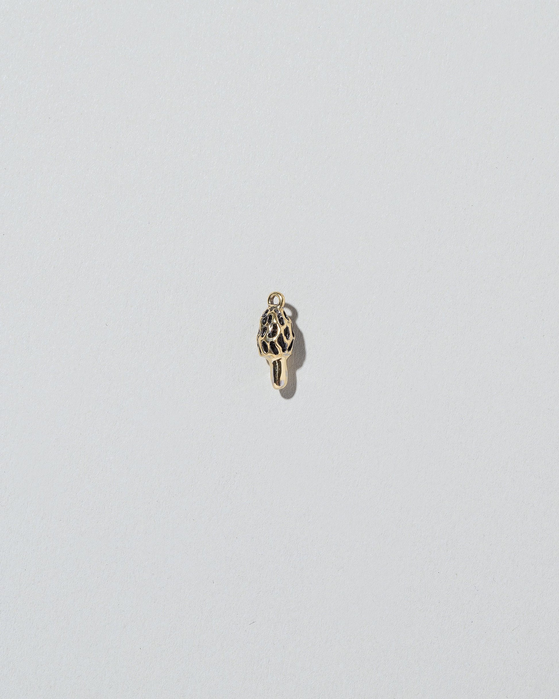 Morel Mushroom Charm on light color background.