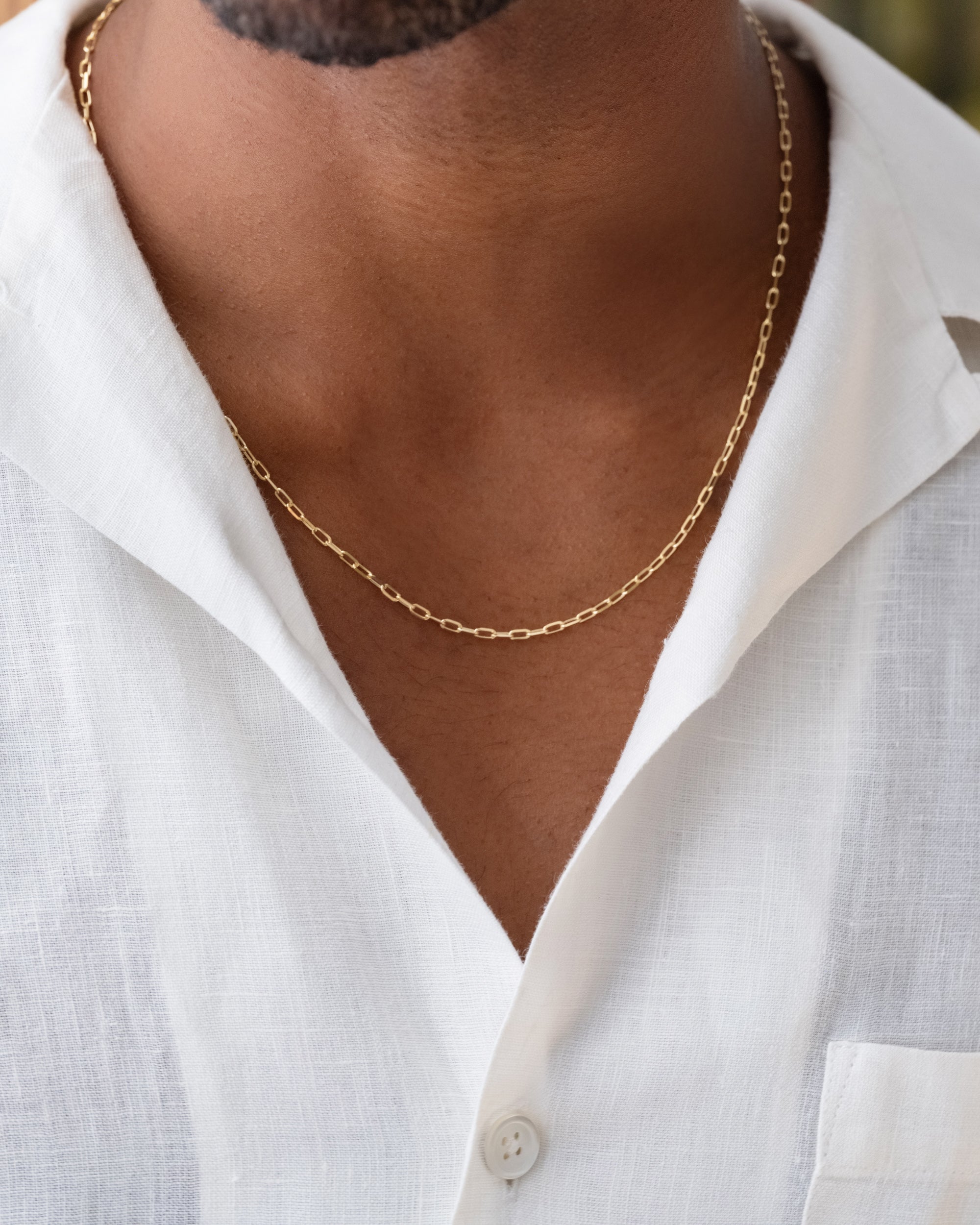 Beveled Oval Chain Necklace | Mociun