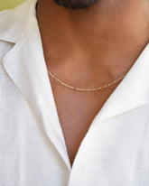 Hot Dog Chain Necklace on male model.