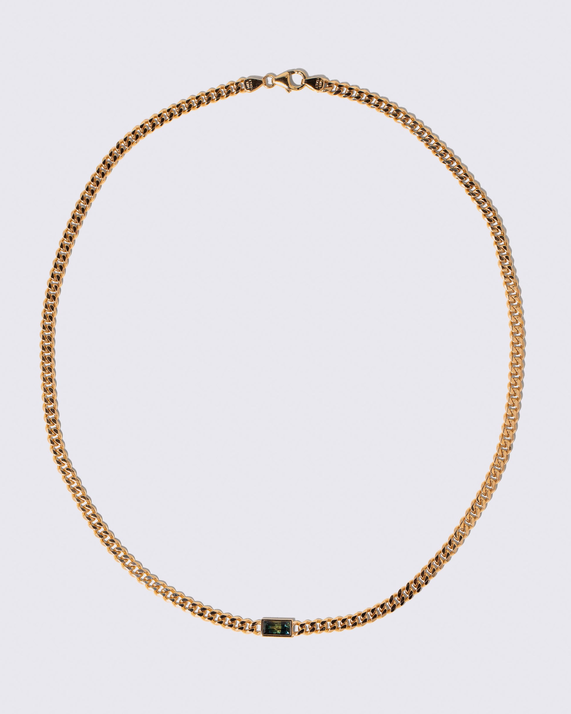 Identity Chain Bicolor Sapphire Necklace 002 on light color background.