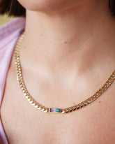 Identity Chain Bicolor Tourmaline Necklace 001 on model.