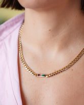 Identity Chain Bicolor Tourmaline Necklace 001 on model.