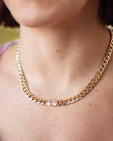 Identity Chain Diamond Necklace 001 on model.