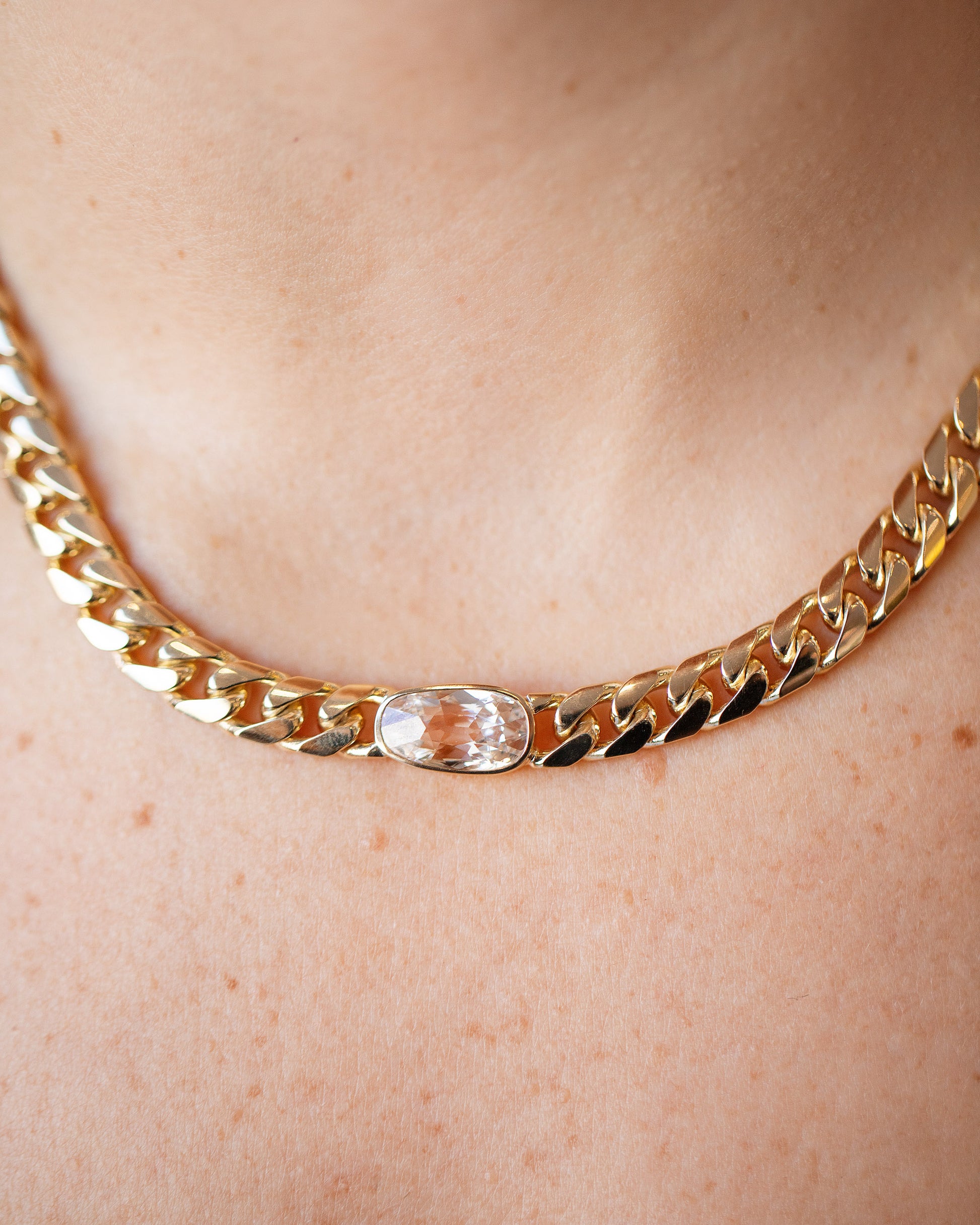 Identity Chain Diamond Necklace 001 on model.