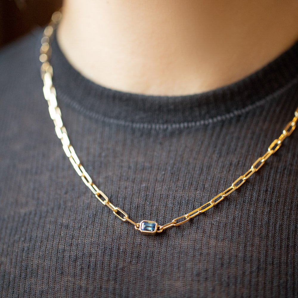 product_details::Northern Lights Necklace 009 on model.