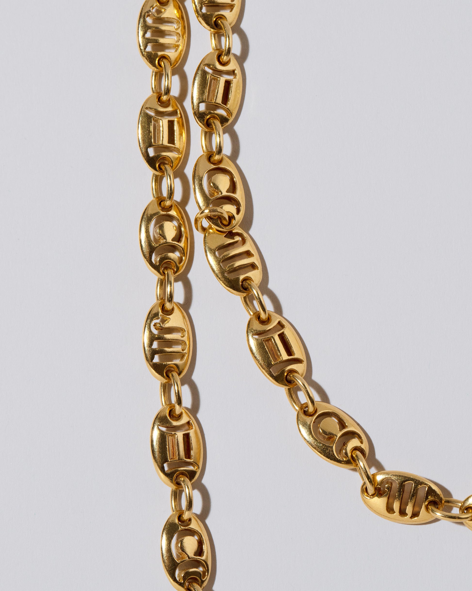 Jean Paris Zodiac Anchor Chain Necklace on light color background.