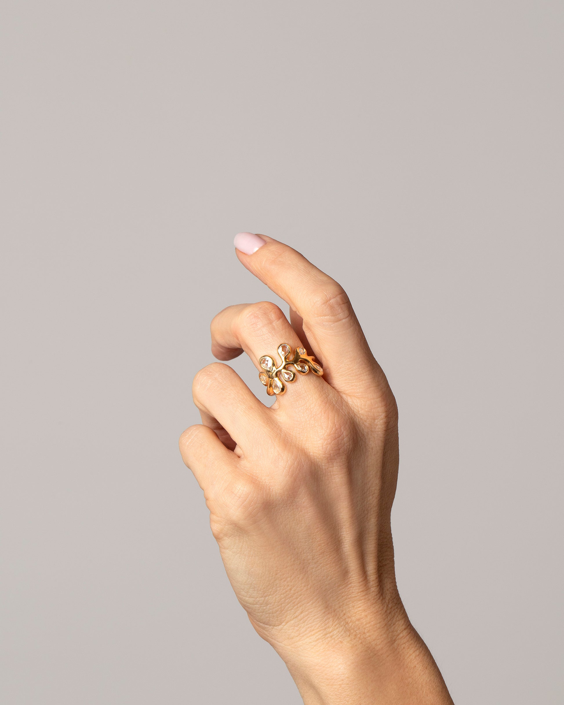 Editorial photo of model wearing the Palm Ring.