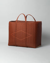 Palorosa Clay Diamond Tote Basket Bag on light color background.