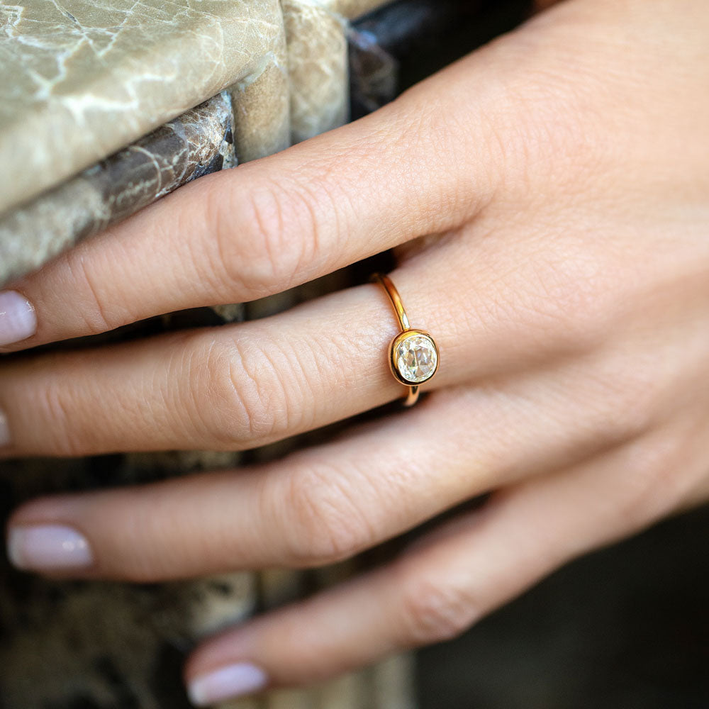 product_details::Gusher Diamond Ring 018 on model.